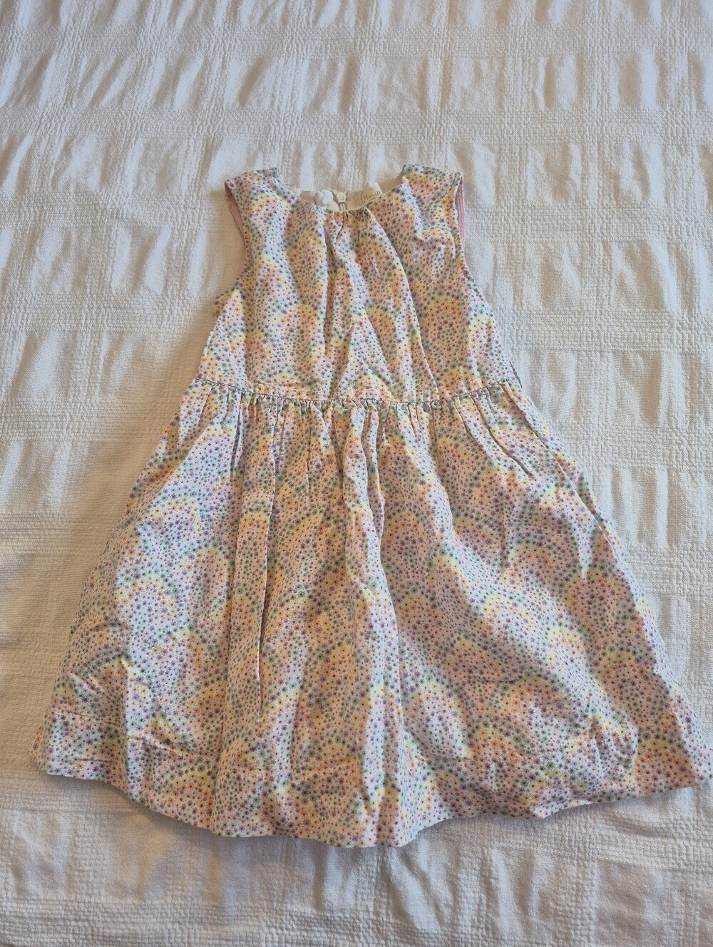 Mini Boden girls 5-6 years floral rainbow dress 1 spot not treated